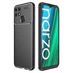 For OPPO Realme Narzo 50A Carbon Fiber Texture Shockproof TPU Phone Case(Black)