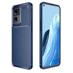 For OPPO Reno7 Pro 5G Carbon Fiber Texture Shockproof TPU Phone Case(Blue)