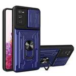 For Samsung Galaxy S20 FE Camera Cover Phone Case with Card Slot & Holder(Blue)