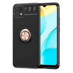 For OPPO A16K Metal Ring Holder TPU Phone Case(Black+Rose Gold)