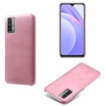 For Xiaomi Redmi Note 9 4G Calf Texture PC + PU Phone Case(Pink)