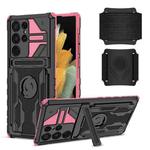 For Samsung Galaxy S22 Ultra 5G Armor Wristband Phone Case(Pink)