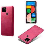 For Google Pixel 4a 5G Calf Texture PC + PU Phone Case(Rose Red)