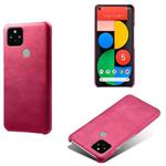 For Google Pixel 5 Calf Texture PC + PU Phone Case(Rose Red)