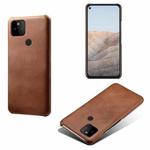 For Google Pixel 5a Calf Texture PC + PU Phone Case(Brown)