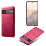For Google Pixel 6 Pro Calf Texture PC + PU Phone Case(Rose Red)