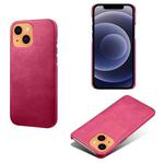 For iPhone 13 mini Calf Texture PC + PU Phone Case (Rose Red)