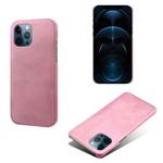For iPhone 12 Pro Max Calf Texture PC + PU Phone Case(Pink)