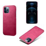 For iPhone 12 Pro Max Calf Texture PC + PU Phone Case(Rose Red)