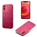 For iPhone 12 mini Calf Texture PC + PU Phone Case (Rose Red)