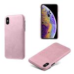 For iPhone XS Max Calf Texture PC + PU Phone Case(Pink)