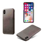 For iPhone X / XS Calf Texture PC + PU Phone Case(Grey)