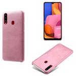 Calf Texture  PC + PU Phone Case For Samsung Galaxy A20s(Pink)