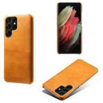 Calf Texture  PC + PU Phone Case For Samsung Galaxy S22 Ultra 5G(Orange)