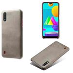 For Samsung Galaxy M01 Calf Texture  PC + PU Phone Case(Grey)