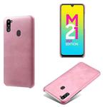 For Samsung Galaxy M21 2021 Calf Texture  PC + PU Phone Case(Pink)