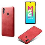 For Samsung Galaxy M21 2021 Calf Texture  PC + PU Phone Case(Red)