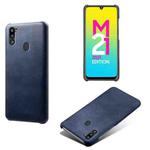 For Samsung Galaxy M21 2021 Calf Texture  PC + PU Phone Case(Blue)