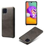 For Samsung Galaxy M22 Calf Texture  PC + PU Phone Case(Black)