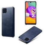 For Samsung Galaxy M22 Calf Texture  PC + PU Phone Case(Blue)