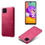 For Samsung Galaxy M22 Calf Texture  PC + PU Phone Case(Rose Red)