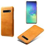 For Samsung Galaxy S10+ Calf Texture  PC + PU Phone Case(Orange)