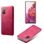 For Samsung Galaxy S20 FE Calf Texture  PC + PU Phone Case(Rose Red)