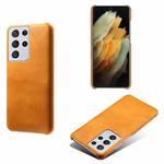 For Samsung Galaxy S21 Ultra 5G Calf Texture  PC + PU Phone Case(Orange)