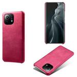 For Xiaomi Mi 11 Calf Texture PC + PU Phone Case(Rose Red)