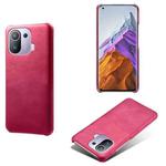 For Xiaomi Mi 11 Pro Calf Texture PC + PU Phone Case(Rose Red)