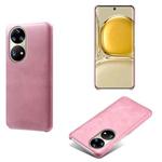 For Huawei P50 Pro Calf Texture PC + PU Phone Case(Pink)
