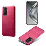 For Honor V40 5G Calf Texture PC + PU Phone Case(Rose Red)