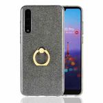 For Huawei P20 Pro Glittery Powder Shockproof TPU Protective Case with Ring Holder(Black)