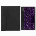 H-102S Monochrome Backlight Bluetooth Keyboard Leather Case with Rear Three-fold Holder For iPad 10.2 2020 & 2019 / Pro 10.5 inch(Black)