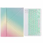 H-097S Monochrome Backlight Bluetooth Keyboard Leather Case with Rear Three-fold Holder For iPad 9.7 2018 & 2017(Rainbow)