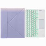 H-097CS Touch Backlight Bluetooth Keyboard Leather Case with Rear Three-fold Holder For iPad 9.7 2018 & 2017(Purple)