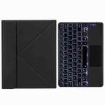 H-097CS Touch Backlight Bluetooth Keyboard Leather Case with Rear Three-fold Holder For iPad 9.7 2018 & 2017(Black)