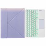H-109CS Touch Backlight Bluetooth Keyboard Leather Case with Rear Three-fold Holder For iPad Pro 11 inch 2021 & 2020 & 2018 / Air 2020 10.9(Purple)