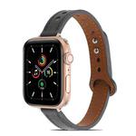 Double Rivets Leather Watch Band for Apple Watch Series 8&7 41mm / SE 2&6&SE&5&4 40mm / 3&2&1 38mm(Black)