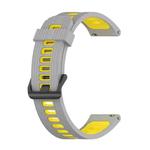 For Huawei Watch GT 3 42mm 20mm Two-color Stripe Silicone Watch Band(Grey Yellow)