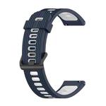 For Huawei Watch GT 3 42mm 20mm Two-color Stripe Silicone Watch Band(Midnight Blue White)