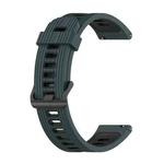 For Huawei Watch GT 3 46mm 22mm Two-color Stripe Silicone Watch Band(Olive Green Black)