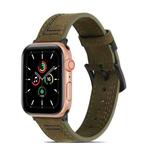 Sewing Matte Leather Watch Band for Apple Watch Series 8&7 41mm / SE 2&6&SE&5&4 40mm / 3&2&1 38mm(Army Green)