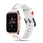 Sewing Matte Leather Watch Band for Apple Watch Series 8&7 41mm / SE 2&6&SE&5&4 40mm / 3&2&1 38mm(White)