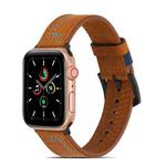 Sewing Matte Leather Watch Band for Apple Watch Ultra 49mm / Series 8&7 45mm / SE 2&6&SE&5&4 44mm / 3&2&1 42mm(Brown)