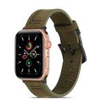Sewing Matte Leather Watch Band for Apple Watch Ultra 49mm / Series 8&7 45mm / SE 2&6&SE&5&4 44mm / 3&2&1 42mm(Army Green)