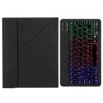 H-097S3 Tri-color Backlight Bluetooth Keyboard Leather Case with Rear Three-fold Holder For iPad 9.7 2018 & 2017(Black)