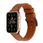 Sewing Matte Leather Watch Band for Apple Watch Series 8&7 41mm / SE 2&6&SE&5&4 40mm / 3&2&1 38mm(Brown)
