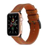 Sewing Matte Leather Watch Band for Apple Watch Ultra 49mm / Series 8&7 45mm / SE 2&6&SE&5&4 44mm / 3&2&1 42mm(Brown)