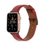 Crocodile Texture Leather Watch Band for Apple Watch Series 8&7 41mm / SE 2&6&SE&5&4 40mm / 3&2&1 38mm(Red)